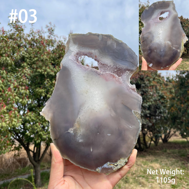 Unique,Natural Agate Geode Crystal Slice