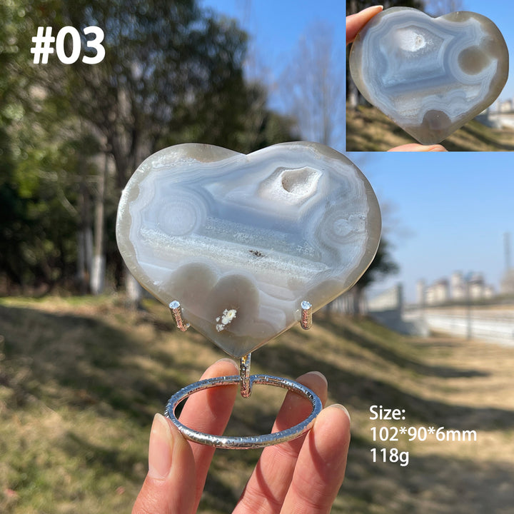 Unique,Natural Crystal Agate Geode Heart