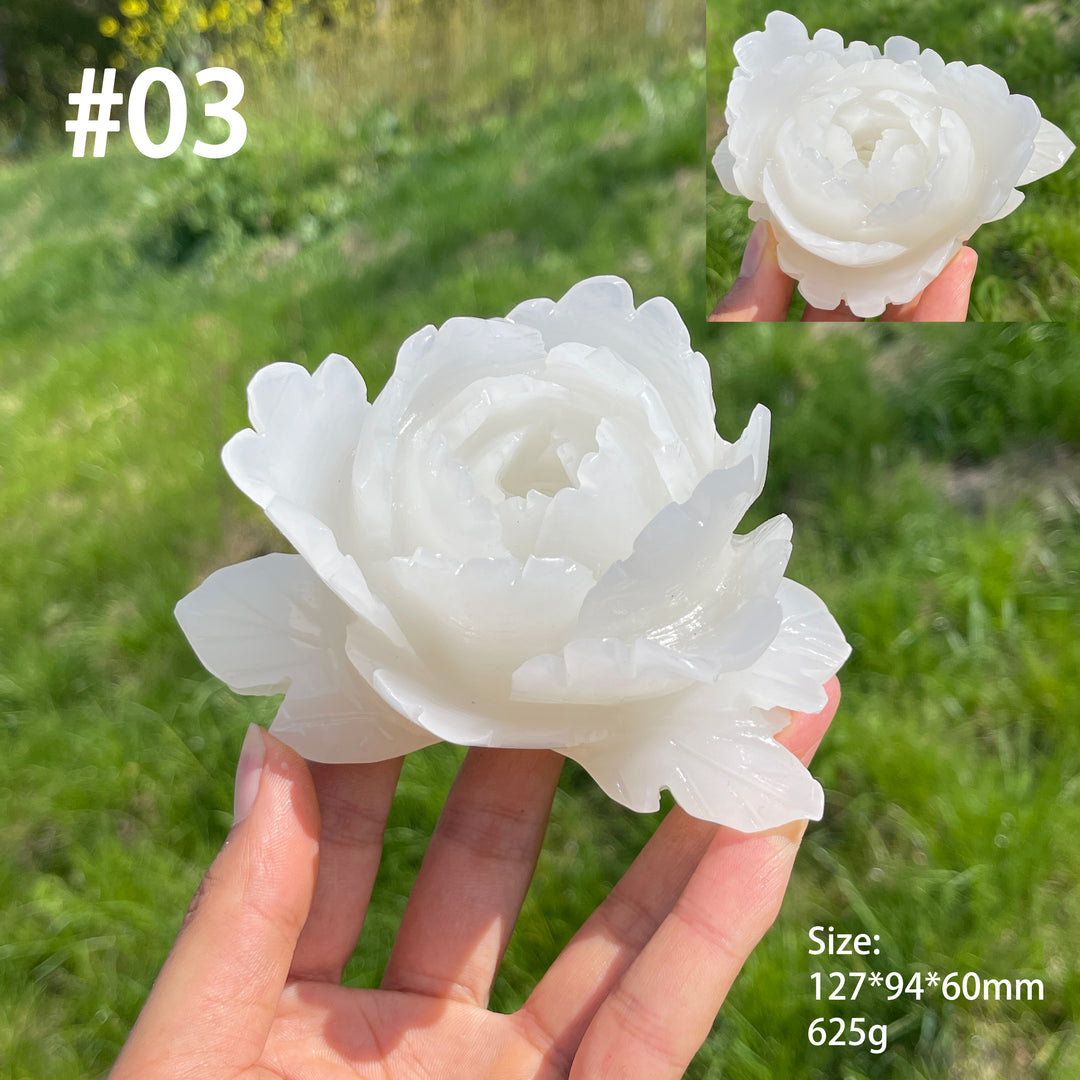 Unique,Natural Crystal Afghanistan Jade Peony Carving