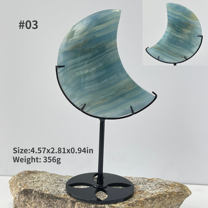 Unique, Natural Lemurian Aquatine Calcite Moon