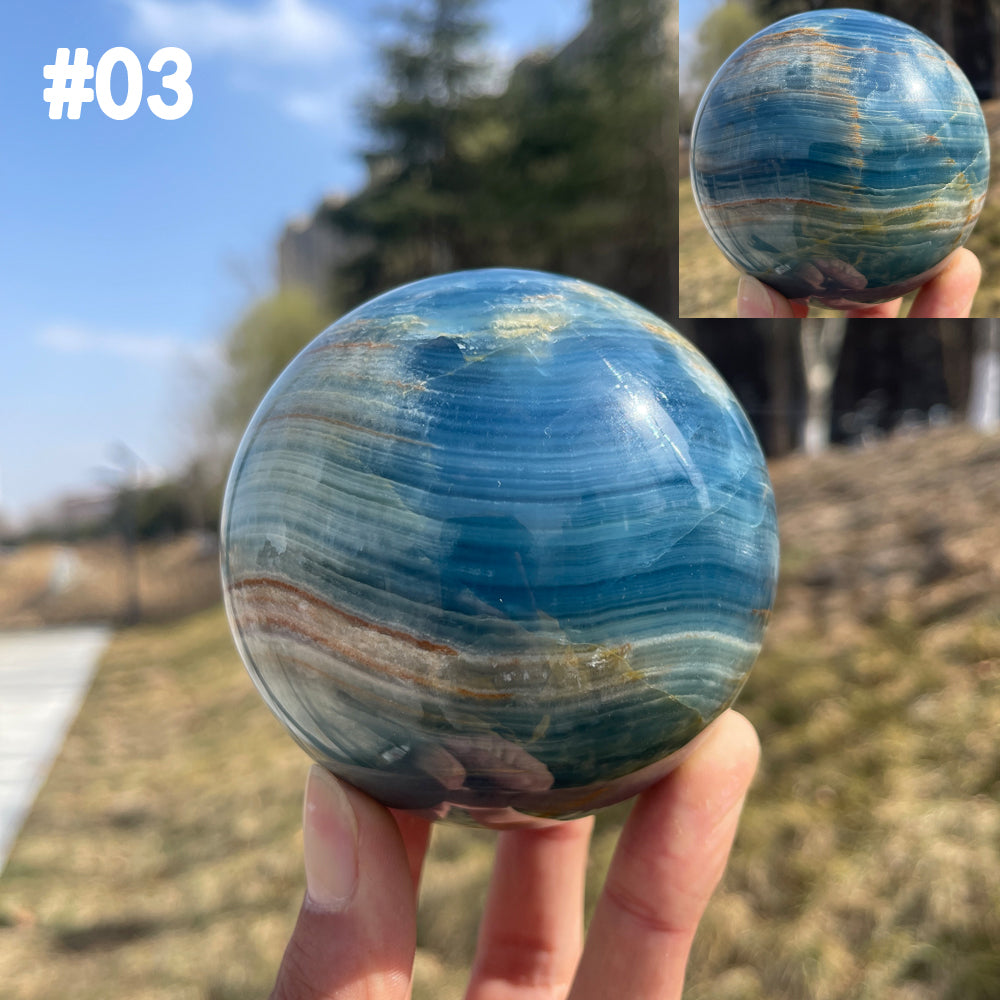 Unique,Natural Lemurian Aquatine Calcite Sphere