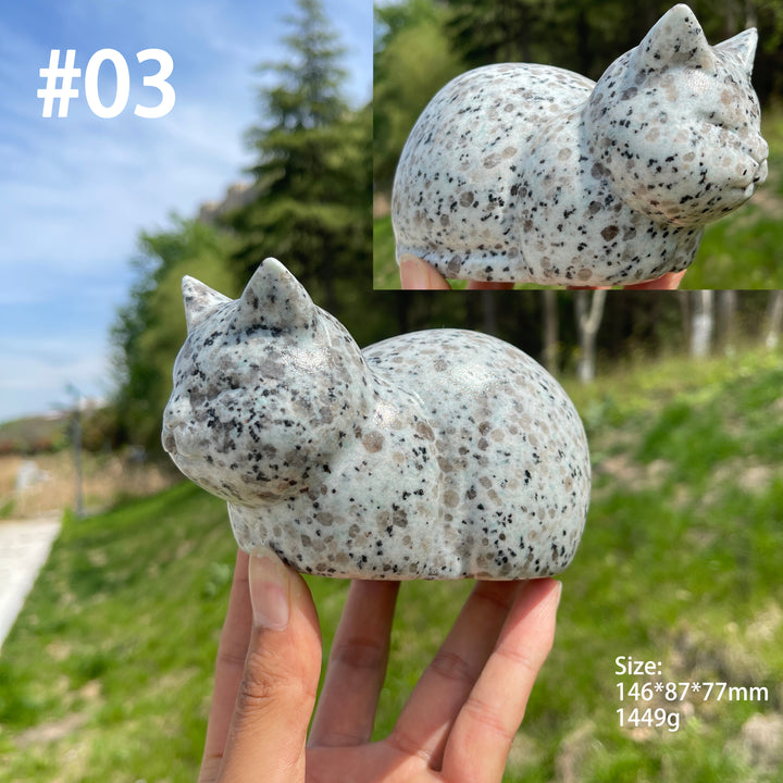 Unique,Natural Crystal Loaf Cat Carving