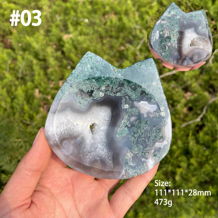 Unique,Natural Crystal Moss Agate Bowl
