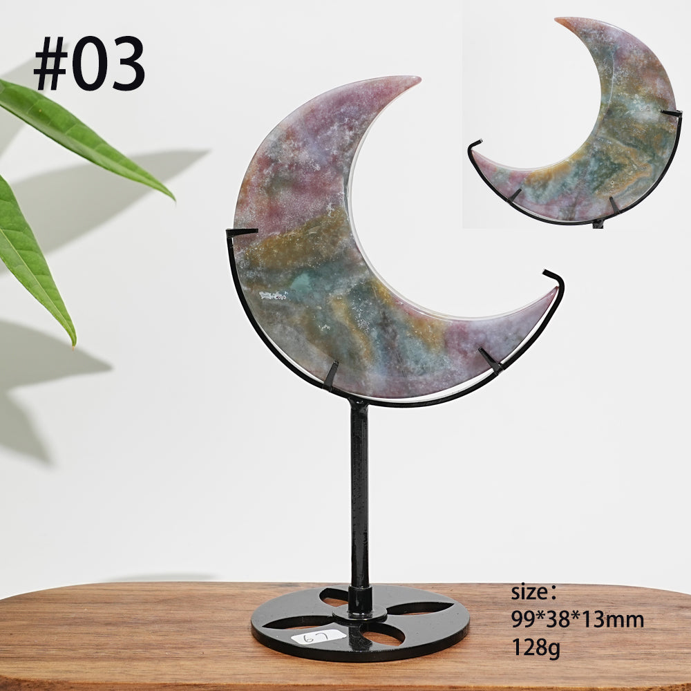 Unique,Natural Crystal Ocean Jasper Crescent Moon