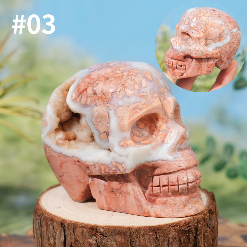 Unique,Natural Pink Agate Skull