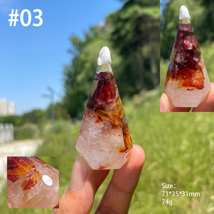 Unique,A Slightly Imperfect Natural Fire Quartz Diamond Tower