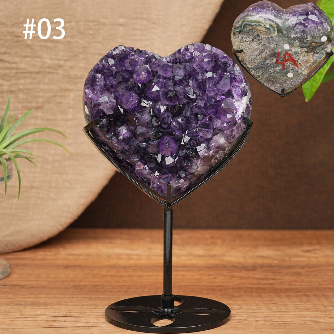 Unique, Natural Amethyst Cluster Heart Ornament