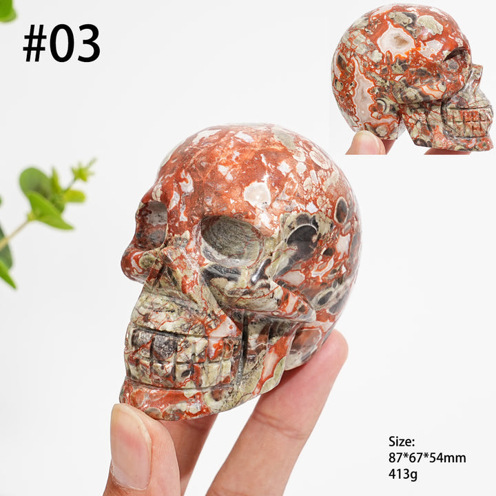 Unique,Natural Money Agate Skull Carving