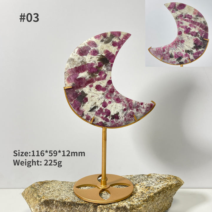 Unique, Natural Crystal Pink Tourmaline with Smoky Quartz Moon