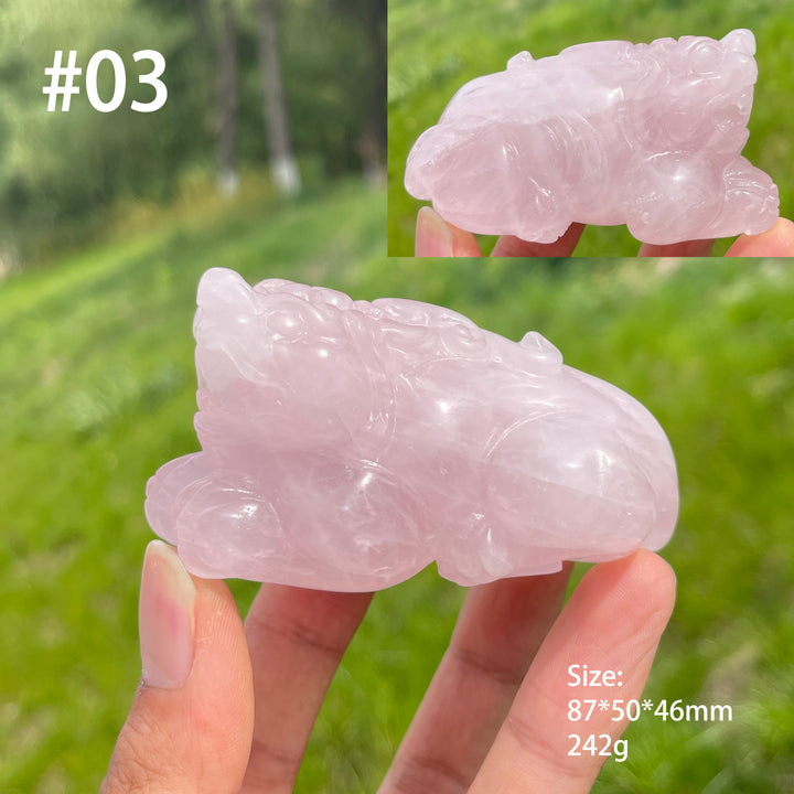Unique,Natural Rose Quartz Crystal Pixiu Carving