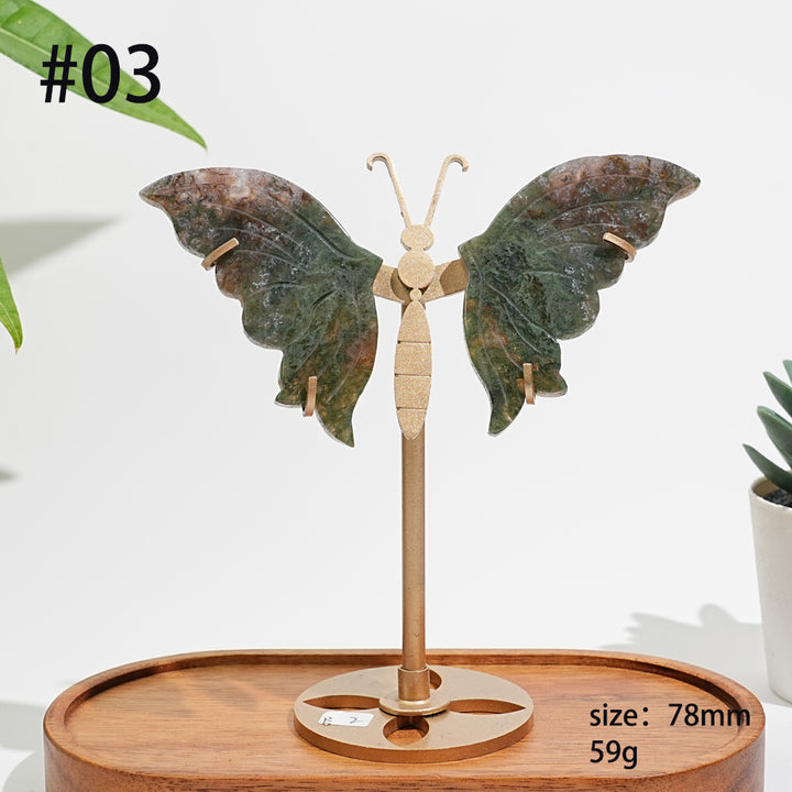 Unique,A Slightly Imperfect Natural Moss Agate Butterfly Wing Display