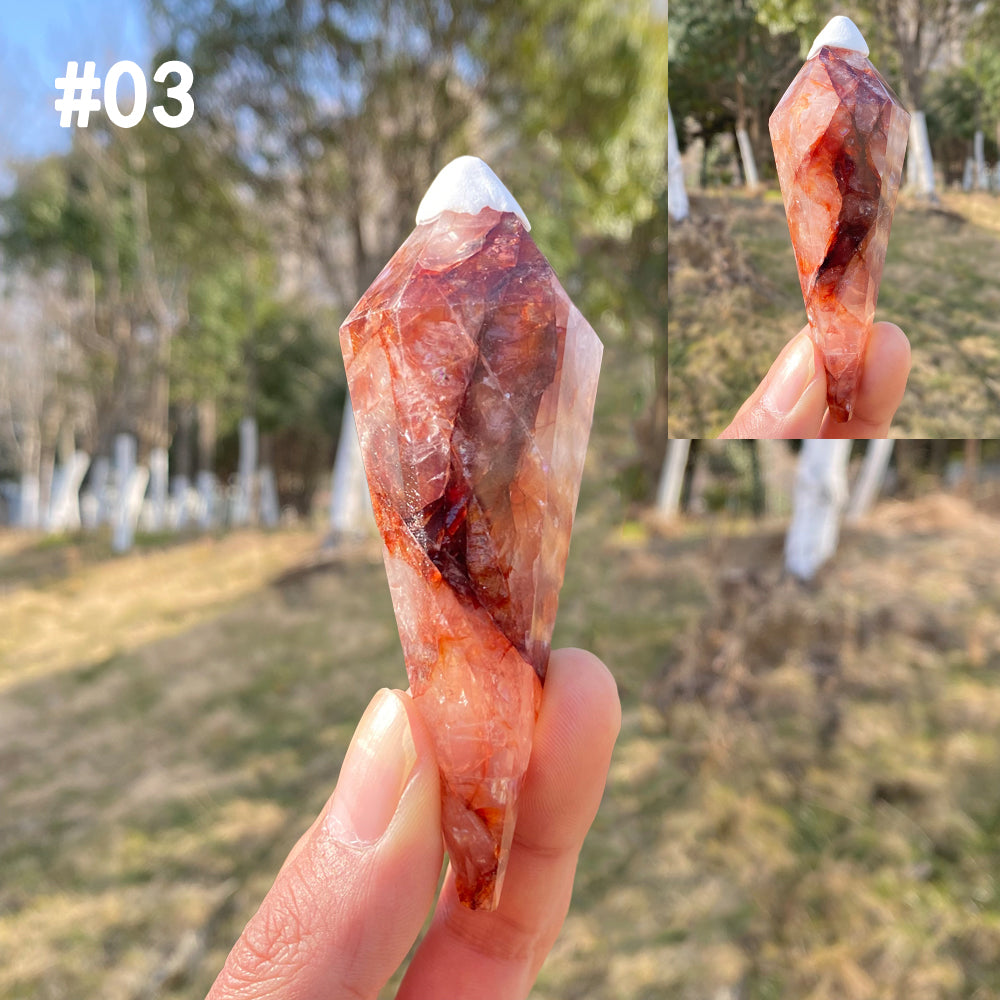 Unique,Natural Crystal Fire Quartz Wand