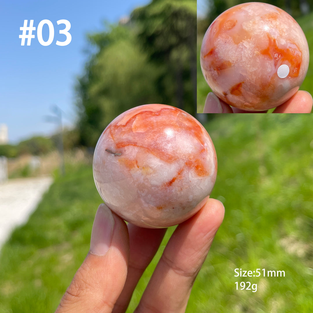 Unique,A Slightly Imperfect Natural Crystal Pink Flower Agate Sphere