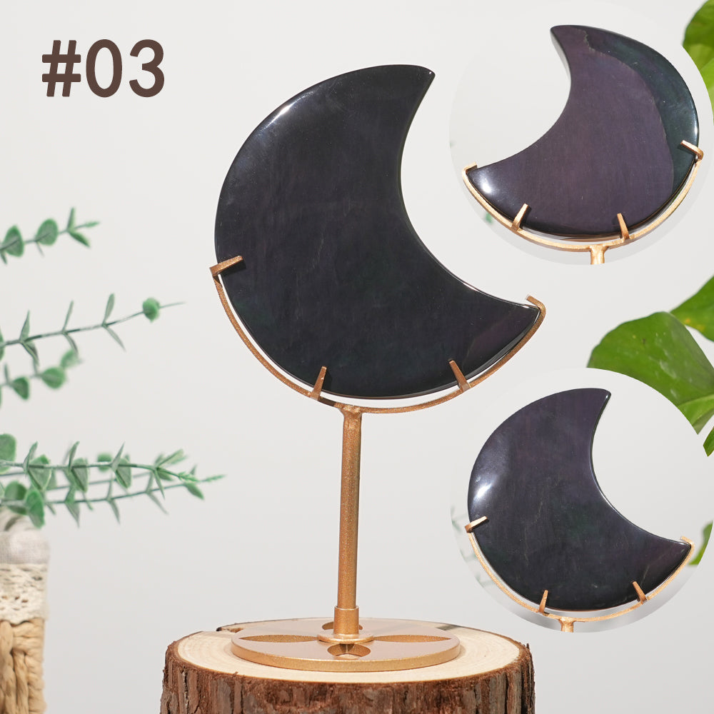 Unique,Natural Crystal Rainbow Obsidian Moon