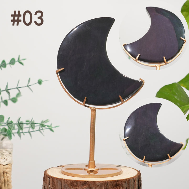 Unique,Natural Crystal Rainbow Obsidian Moon