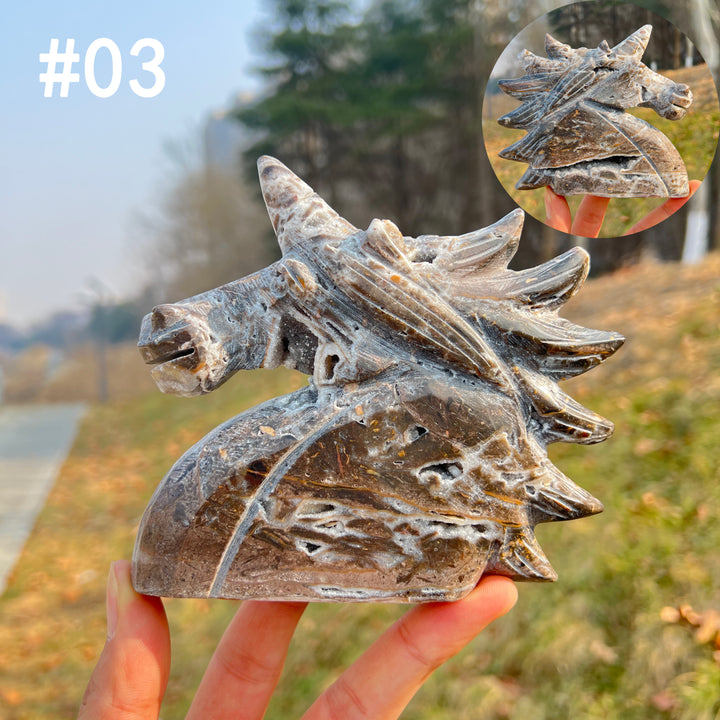 Unique,Natural Crystal Carving Agate Geode Unicorn