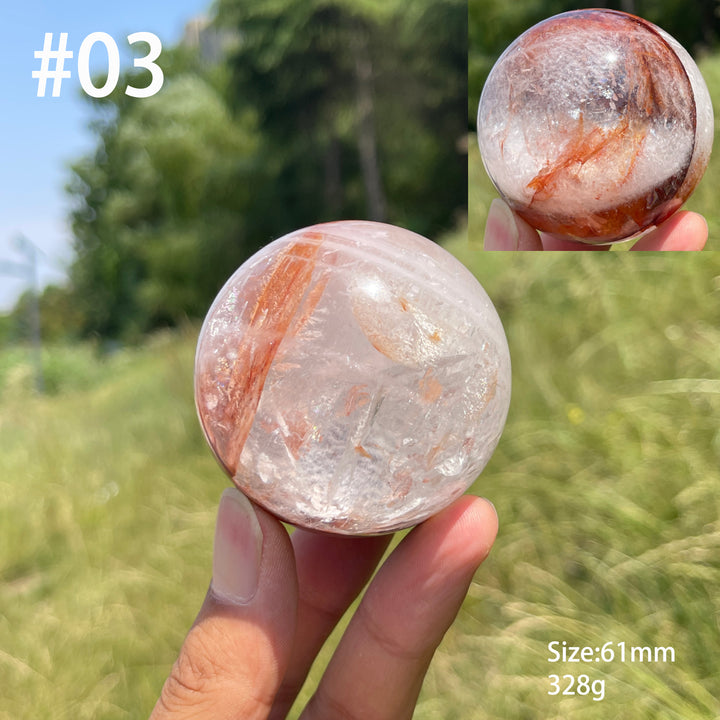 Unique,Natural Warm Fire Quartz Crystal Sphere