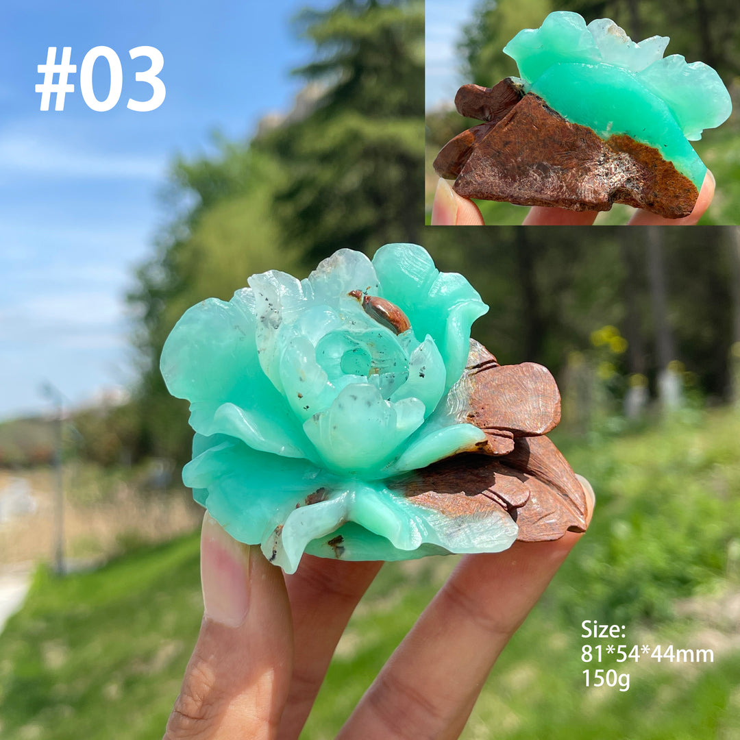 Unique,Natural Crystal Peony Flower Carving