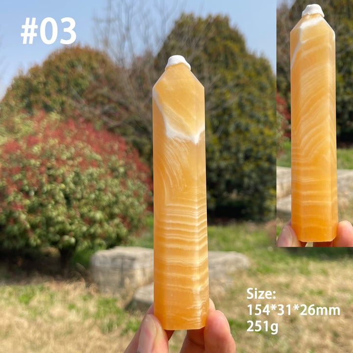 Unique,Natural Crystal Yellow Calcite Point