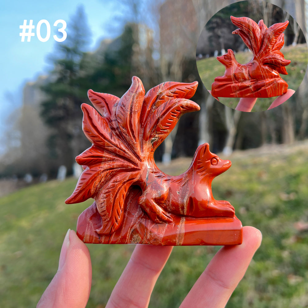 Unique,Natural Crystal Carving Nine-Tailed Fox