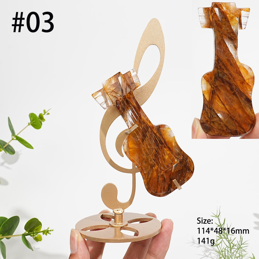 Unique,Natural Crystal Guitar Carving With Stand