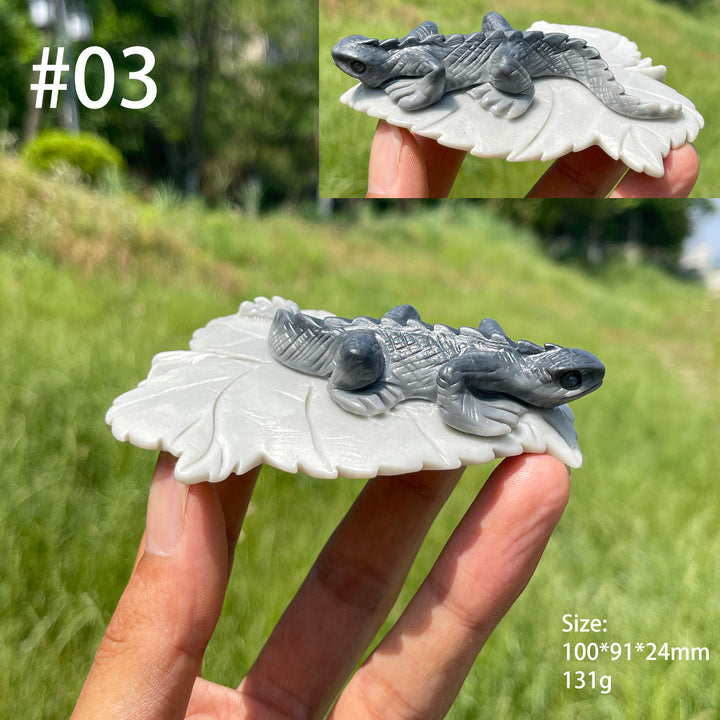 Unique,Natural TaiJi Stone Charming Lizard Carving