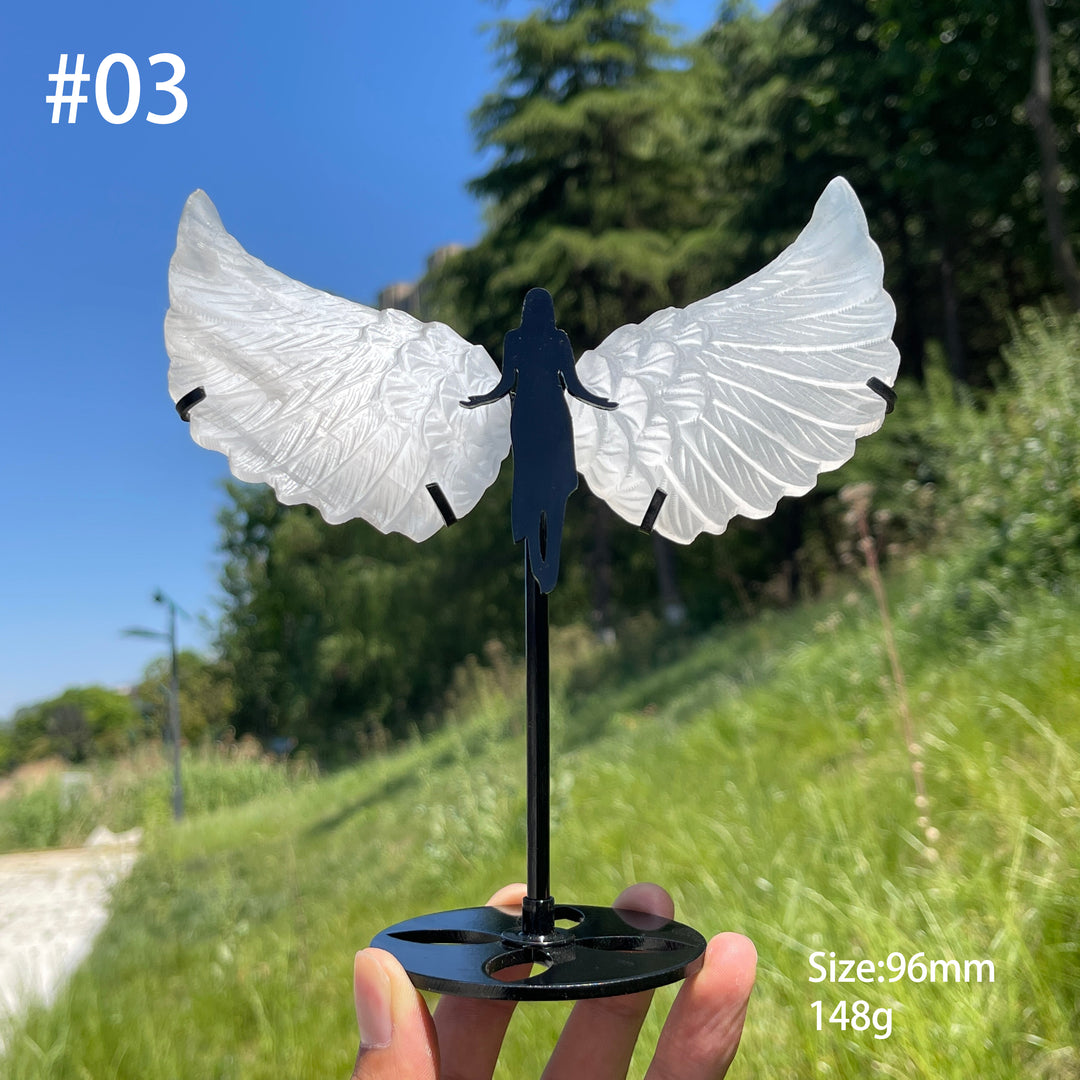 Unique,A Slightly Imperfect Natural Crystal Selenite Angel Wings Carving