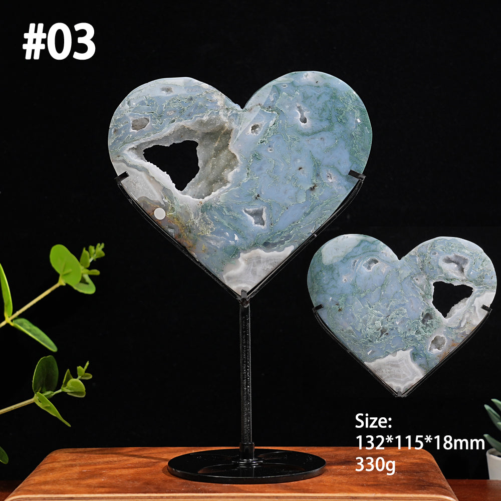 Imperfect,Unique Natural Crystal Moss Agate Heart