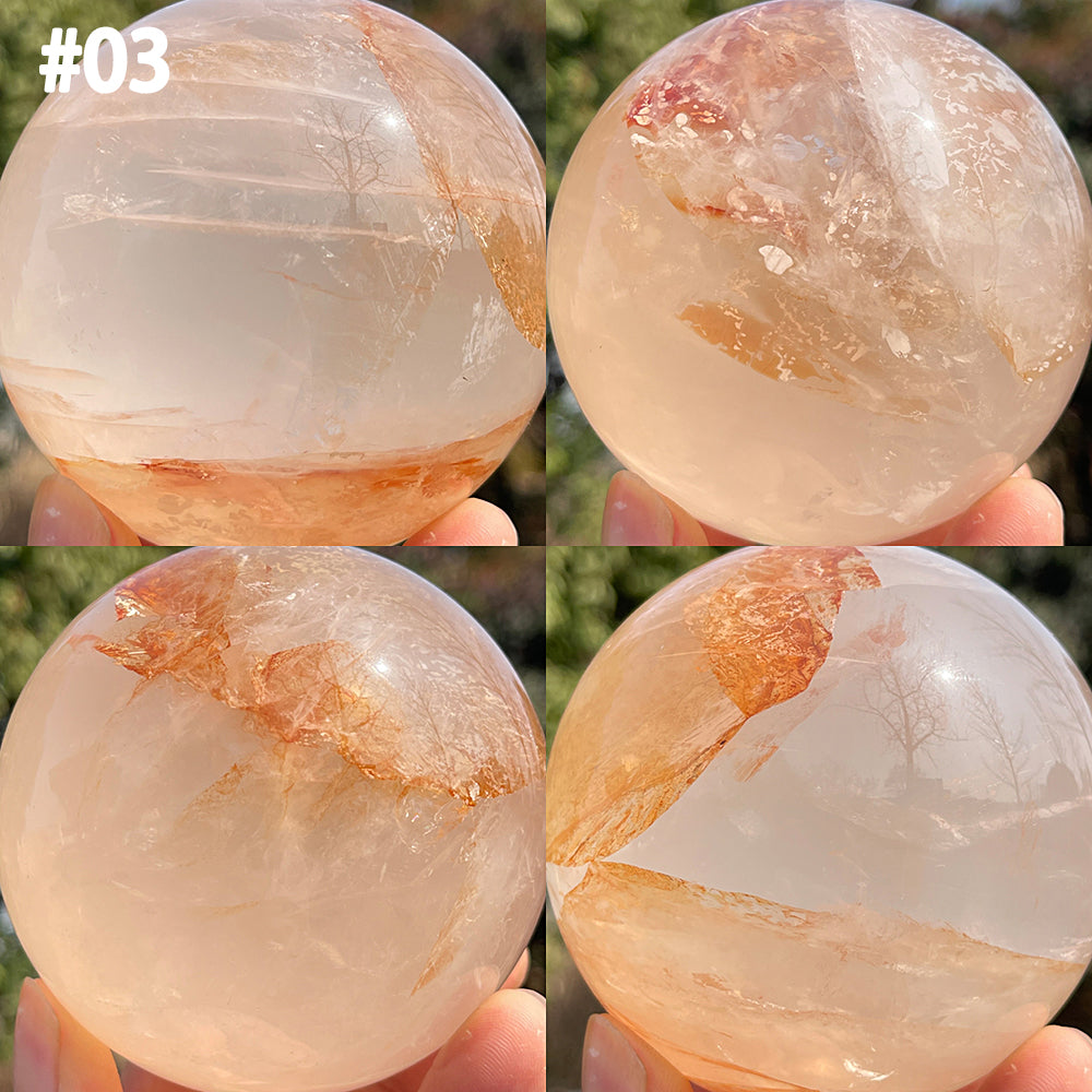 Unique,Natural Crystal Fire Quartz Sphere