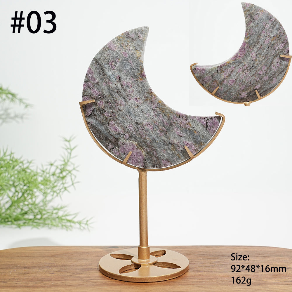Unique,Natural Crystal Garnet Moon Carving