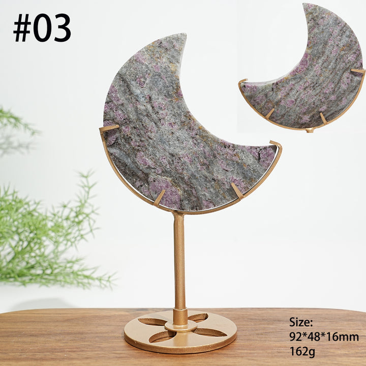 Unique,Natural Crystal Garnet Moon Carving