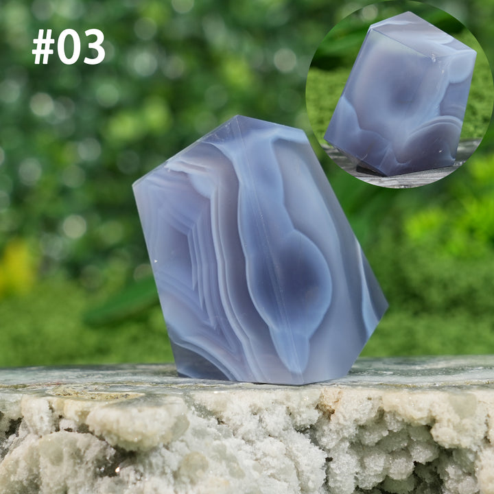 Unique, Natural Crystal Top Blue Agate Freeform