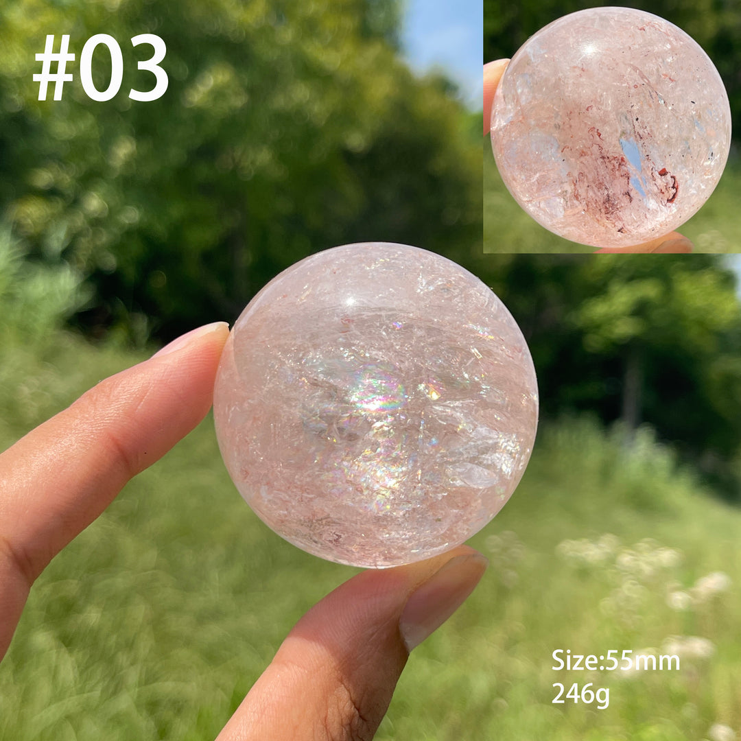 Unique,Natural Crystal Clear Quartz With Hematite Sphere