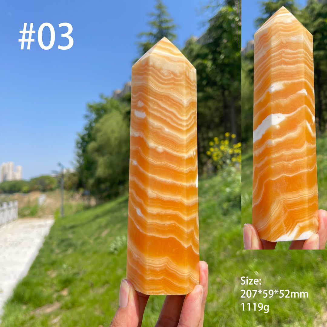 Unique,Natural Large Yellow Calcite Point