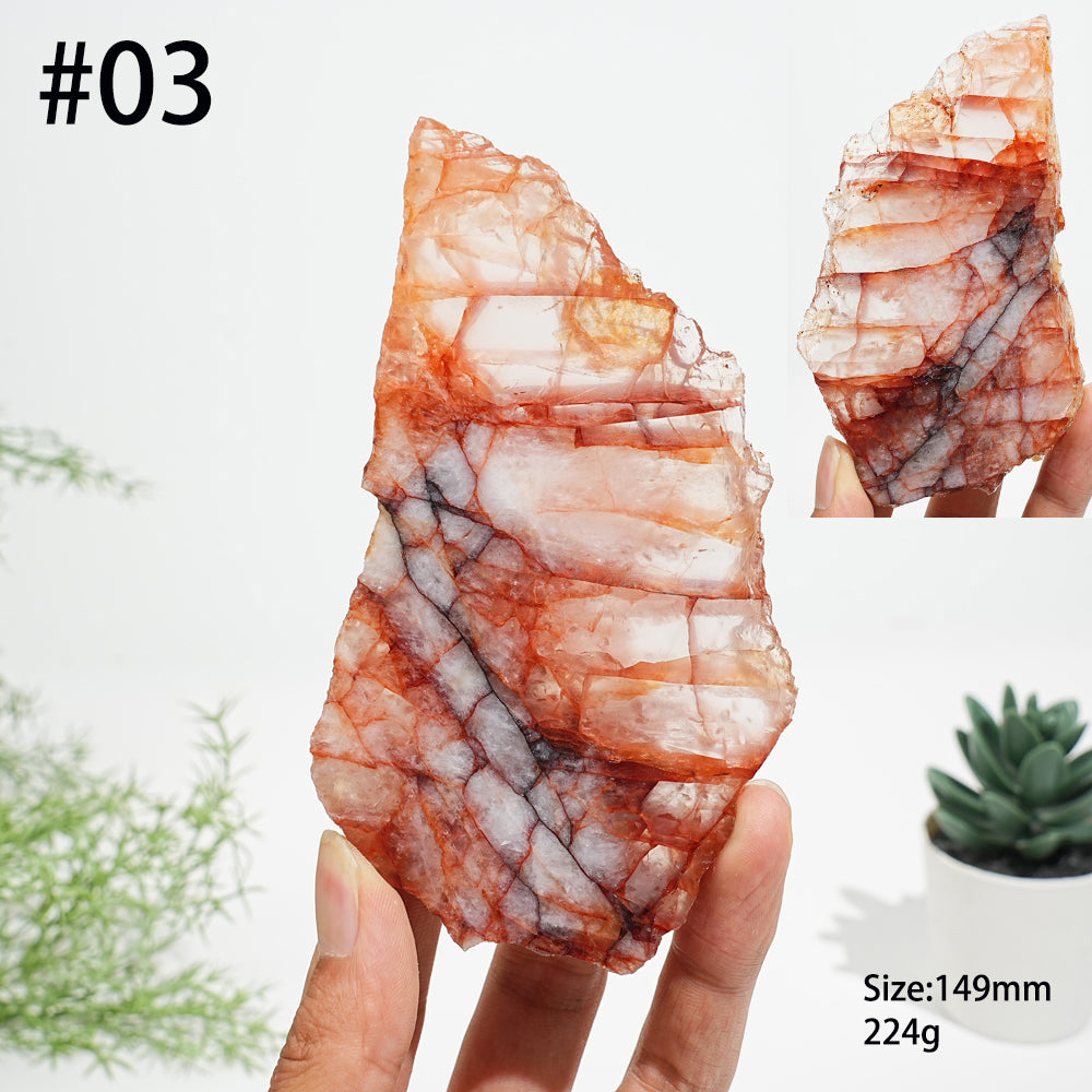 Unique,A Slightly Imperfect Natural Vibrant Fire Quartz Slice