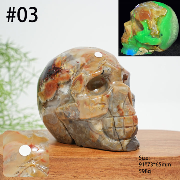Unique,A Slightly Imperfect Natural Crystal Volcanic Agate Skull Carving