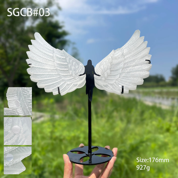Unique,A Slightly Imperfect Natural Crystal Selenite Wings Carving