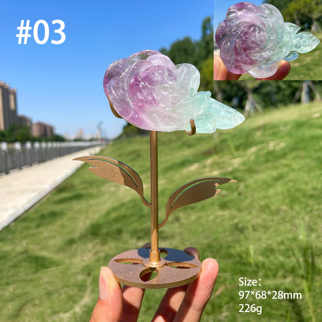 Unique,Natural Fluorite Rose Carving