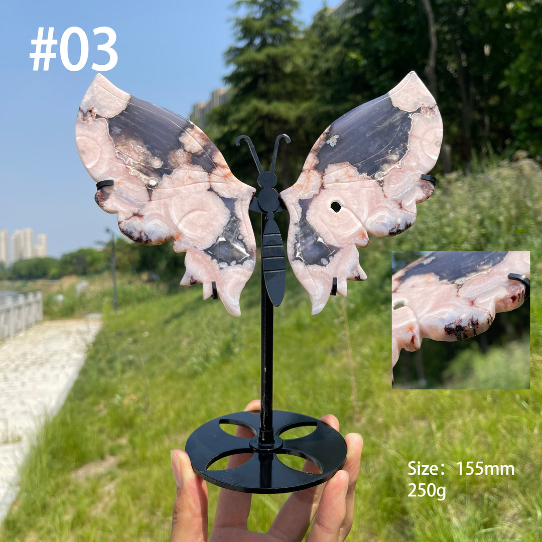 Unique,A Slightly Imperfect Natural Blue Flower Agate Butterfly Wings