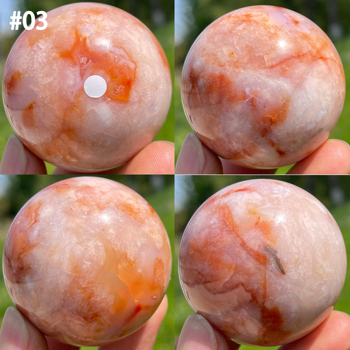 Unique,A Slightly Imperfect Natural Crystal Pink Flower Agate Sphere