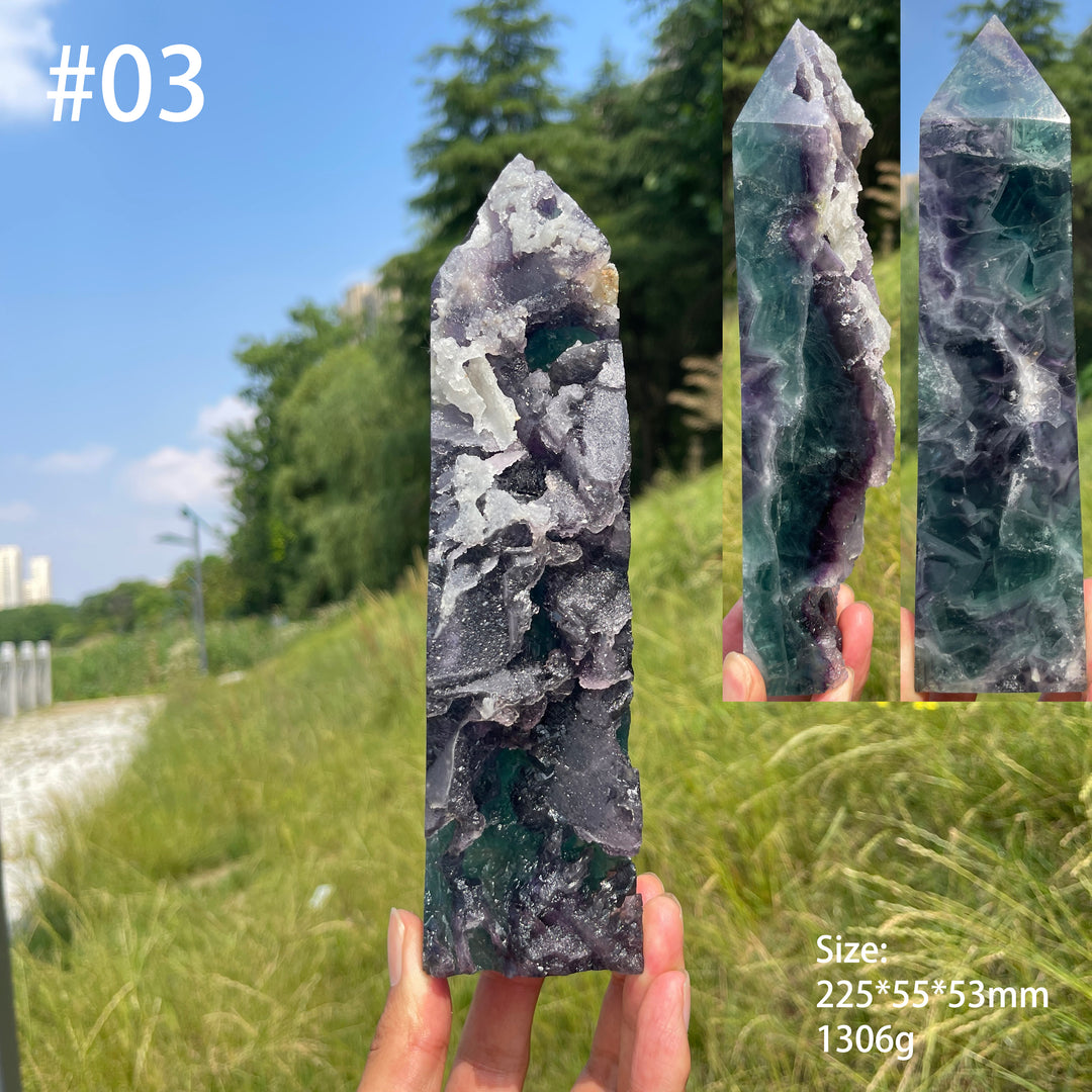 Imperfect,Unique Natural Fluorite Raw Crystal Point