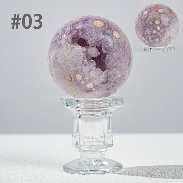 Natural Amethyst  Flower Agate Sphere