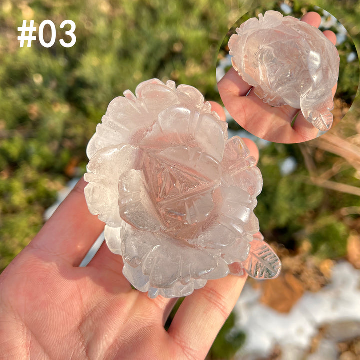 Unique,Natural Crystal Carving Peony Flower