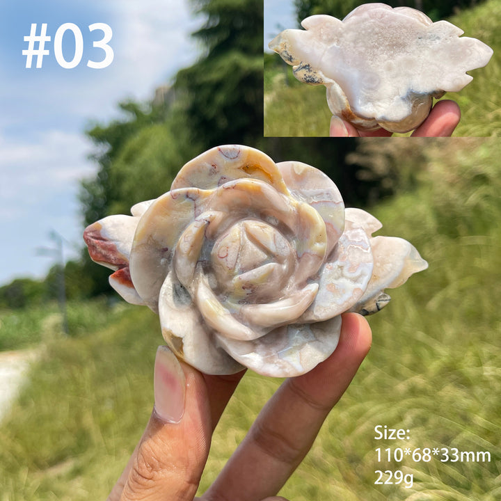 Unique,Natural Crystal Pink Amethyst Peony Flower Carving