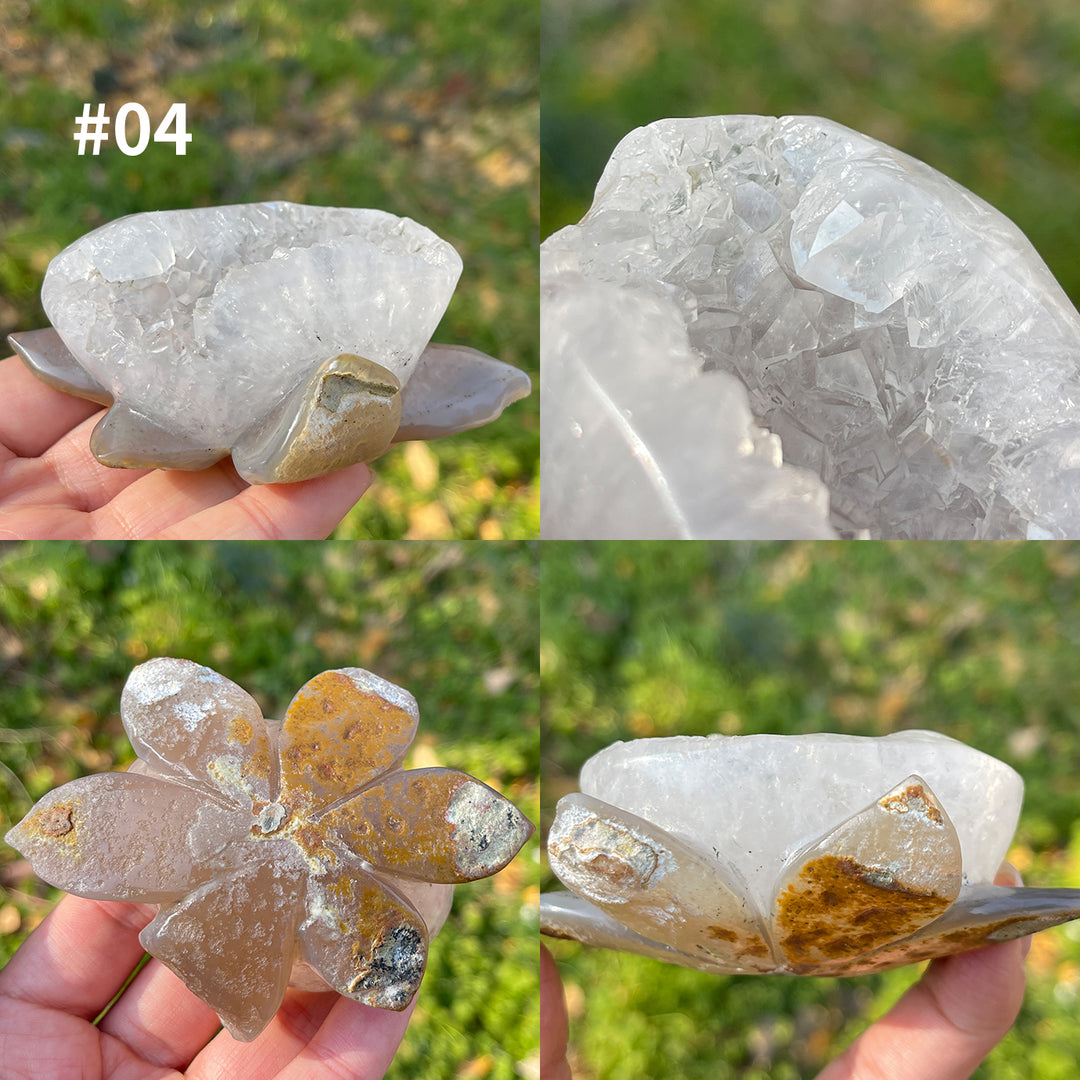 Unique,Natural Crystal Agate Geode Lotus