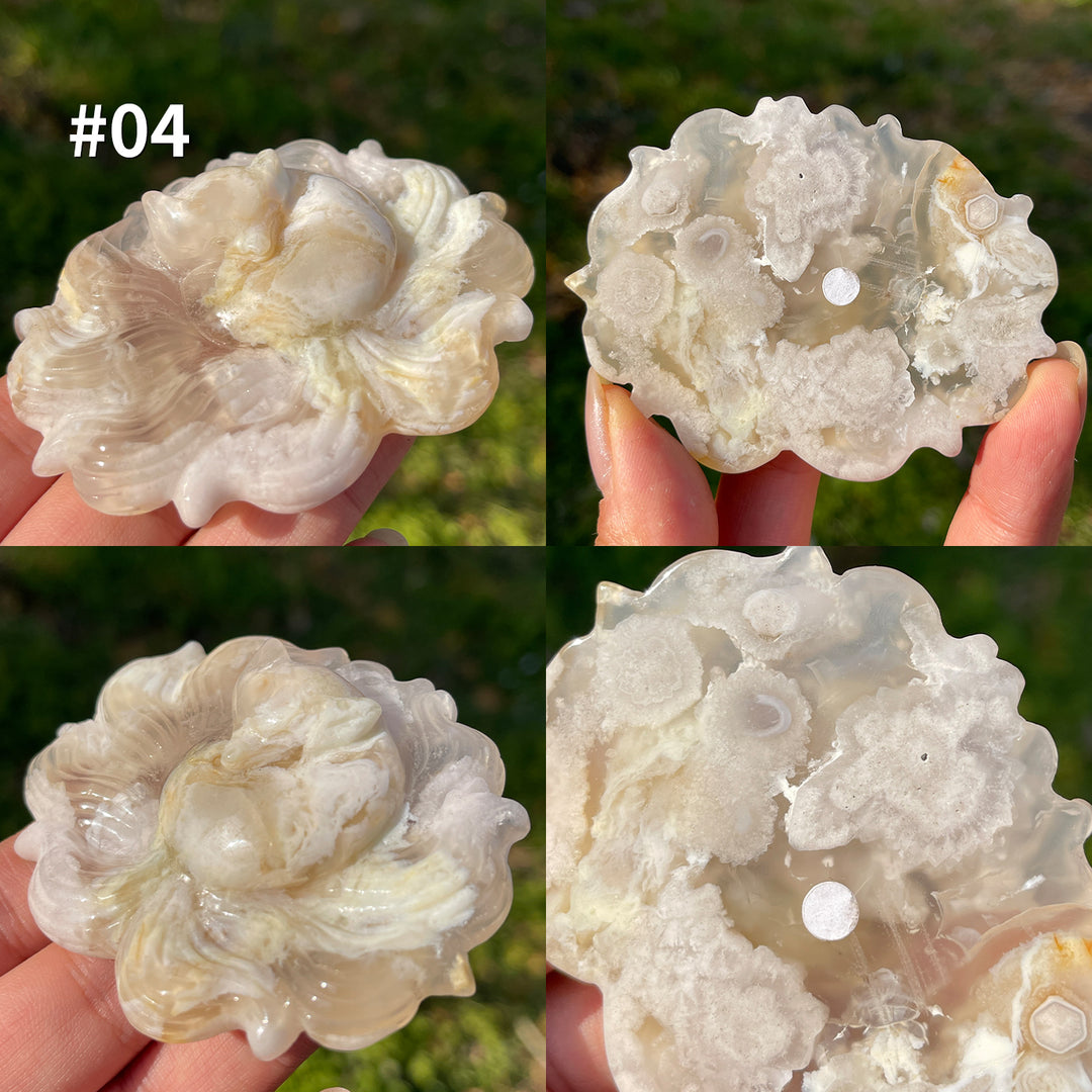 Unique,Natural Crystal Flower Agate Nine-Tailed Fox