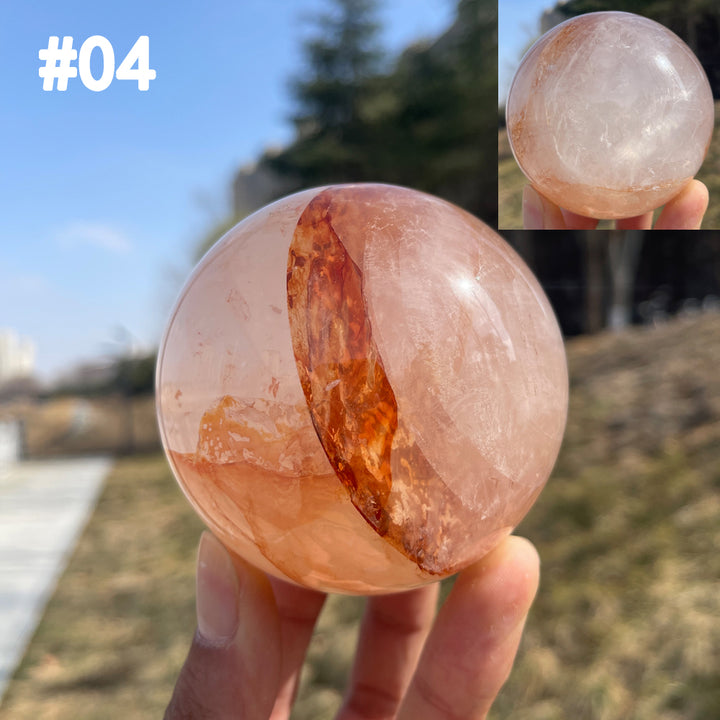 Unique,Natural Crystal Fire Quartz Sphere