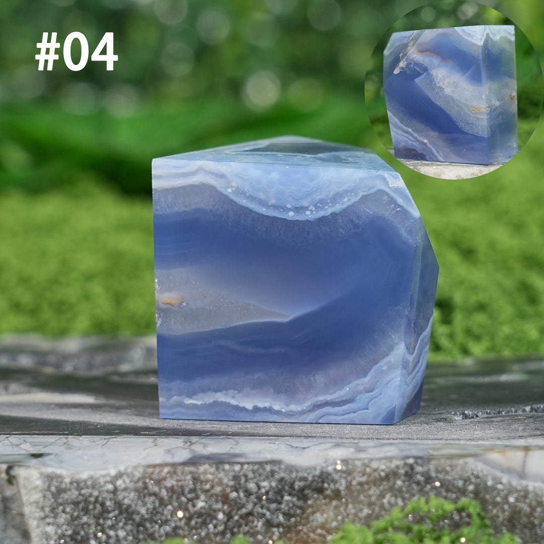 Unique, Natural Crystal Top Blue Agate Freeform