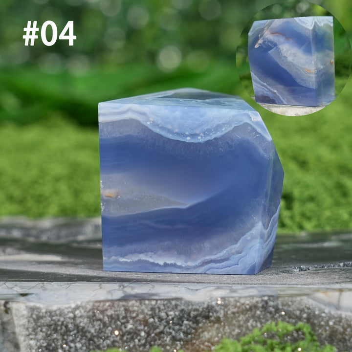 Unique, Natural Crystal Top Blue Agate Freeform