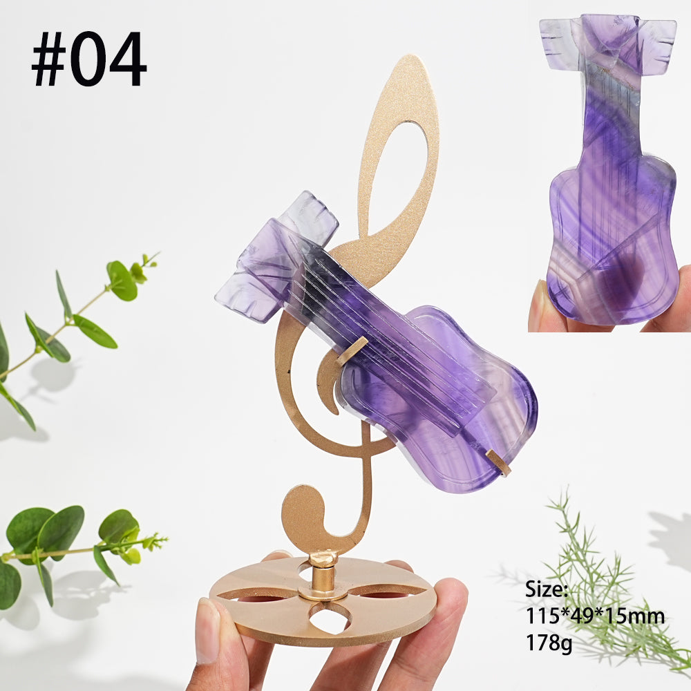 Unique,Natural Crystal Guitar Carving With Stand